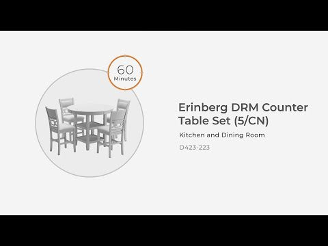 Erinberg - Juego de mesa alta de comedor (Set de 5) - Blanco antiguo