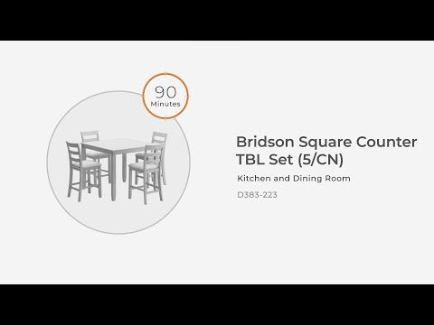 Bridson - Juego de mesa cuadrada con 4 sillas (Juego de 5) - Gris